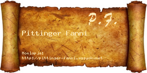 Pittinger Fanni névjegykártya